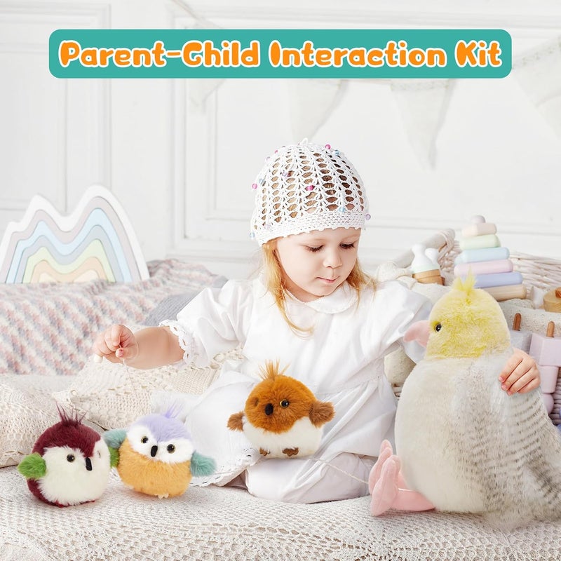 MorisMos Soft Bird Parrot Cuddly Toy XXL with 3 Babies, 35 cm Large Birds Parrots Plush Toy Stuffed Animal, Parrot Bird Birthday Christmas Gift for Children - Image 4