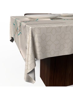 ART MOOD Dorra Tablecloth & Napkins Set Satin White & Blue 140W * 280L Cm  - Image 4