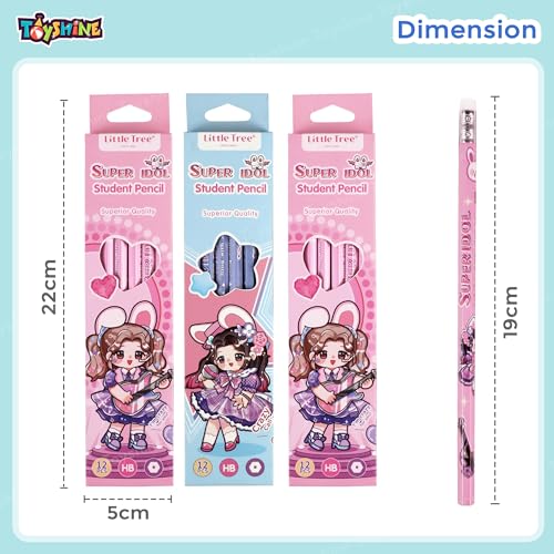 Toyshine 72Pc Cute Doll Print HB Graphite Fine Wood Round Pencils with Top Erasers Suitable for Exam Writing Art Sketching Theme Stationery set For Kids Birthday Return gift Party Favors (6Box) - Image 5