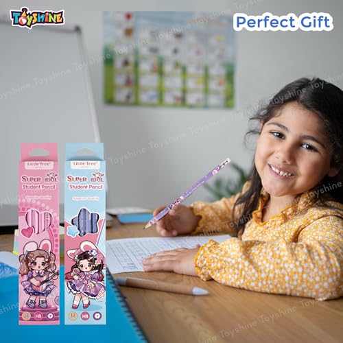 Toyshine 72Pc Cute Doll Print HB Graphite Fine Wood Round Pencils with Top Erasers Suitable for Exam Writing Art Sketching Theme Stationery set For Kids Birthday Return gift Party Favors (6Box) - Image 4