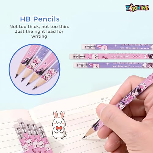 Toyshine 72Pc Cute Doll Print HB Graphite Fine Wood Round Pencils with Top Erasers Suitable for Exam Writing Art Sketching Theme Stationery set For Kids Birthday Return gift Party Favors (6Box) - Image 3