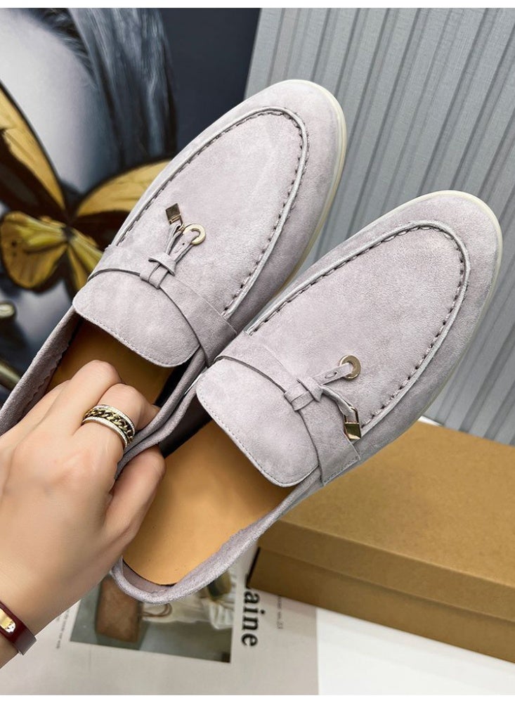 Women's Suede Loafers Slip On Flat Casual Office Daily Comfort Walking Shoes - Image 2