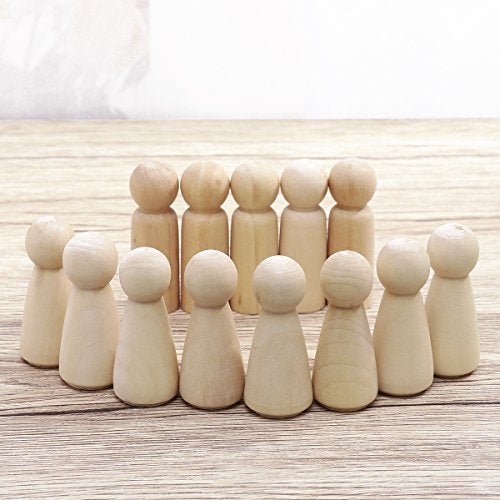 ULTNICE 20PCS Wooden Peg Doll Unfinished Wooden People Bodies Angel Dolls for DIY Craft - Image 3
