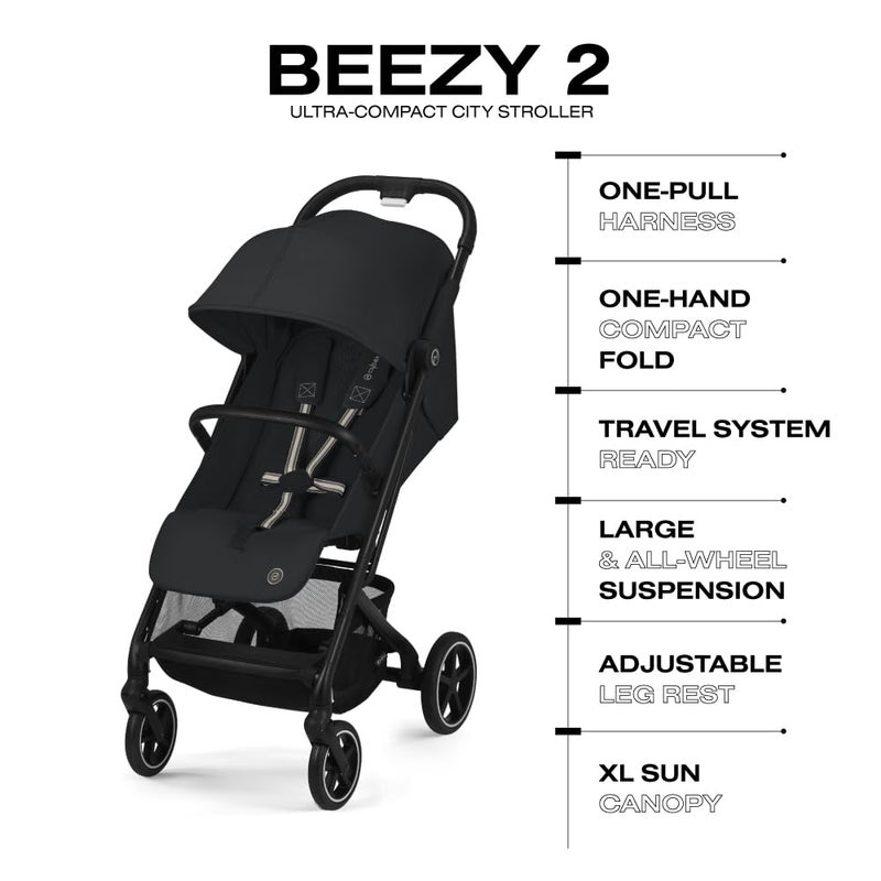 cybex عربة سفر CYBEX Beezy 2 المدمجة والخفيفة الوزن متوافقة مع مقاعد سيارات CYBEX باللون الأسود السحري - Image 5