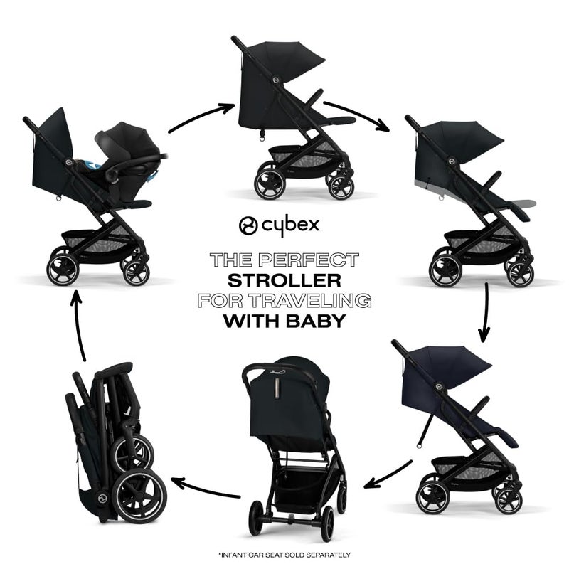 cybex عربة سفر CYBEX Beezy 2 المدمجة والخفيفة الوزن متوافقة مع مقاعد سيارات CYBEX باللون الأسود السحري - Image 3