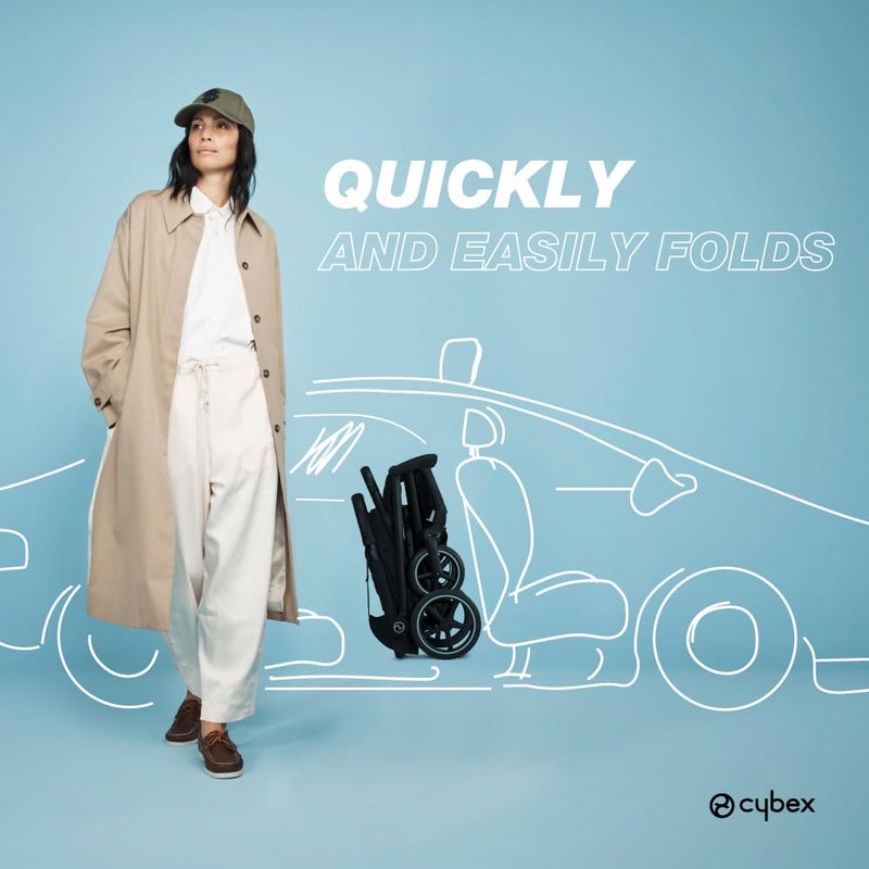 cybex عربة سفر CYBEX Beezy 2 المدمجة والخفيفة الوزن متوافقة مع مقاعد سيارات CYBEX باللون الأسود السحري - Image 4