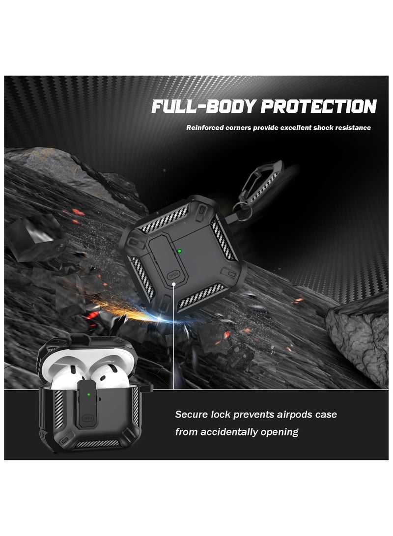 Compatible with 4th Generation AirPods 4 Case (2024 Edition), features locking mechanism, military-grade drop protection, includes 3-in-1 cleaning kit - (Black) - Image 3
