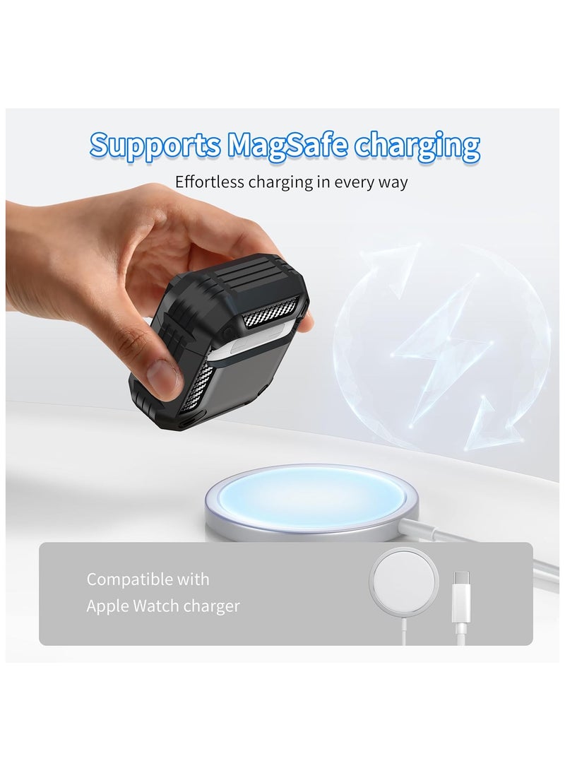 Compatible with 4th Generation AirPods 4 Case (2024 Edition), features locking mechanism, military-grade drop protection, includes 3-in-1 cleaning kit - (Black) - Image 5