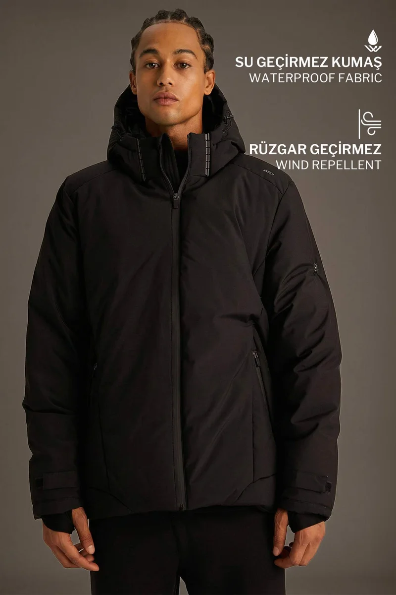 ديفاكتو Defactofit USB Heated Waterproof Windproof Hooded Zippered Winter Ski Jacket