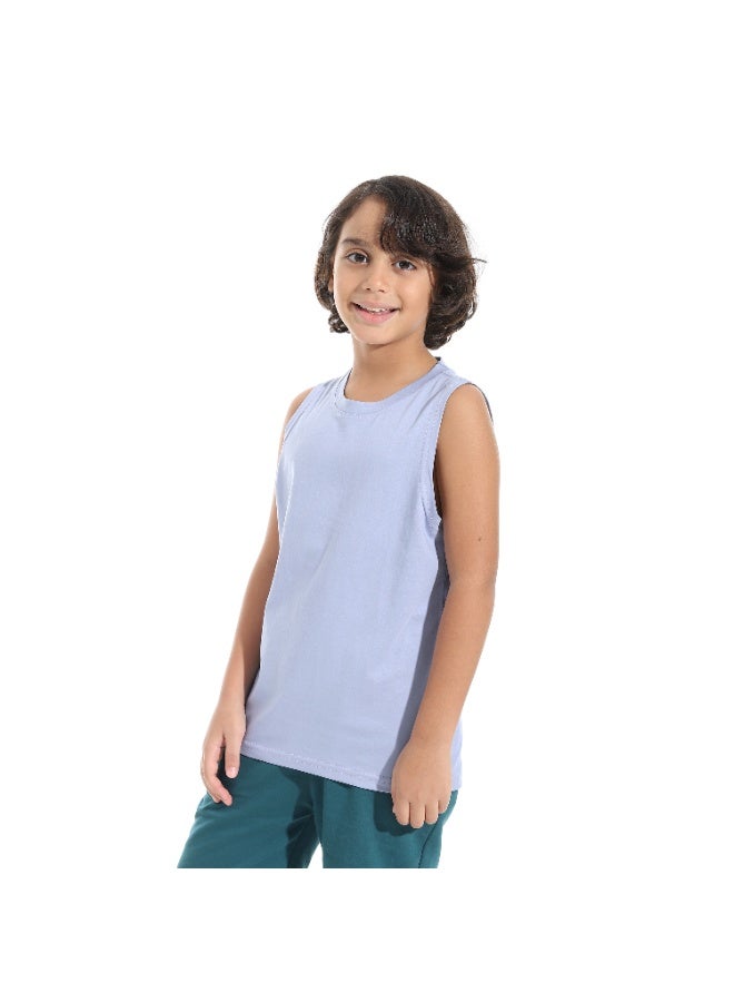 Andora Cut Sleeves Loose Fit Basic T-Shirt_Light Purple - Image 5