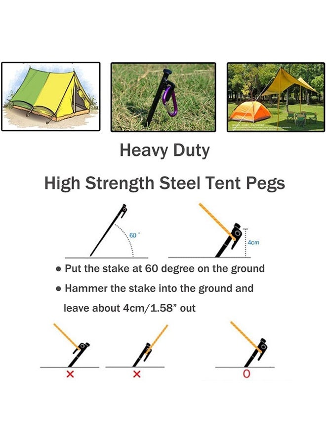UNUNS Tent Stakes,8 Pack Camping Stakes High Strength Steel Tent Heavy Duty,30 CM Long Anchoring Tent Pegs,Unbreakable Inflexible Stakes For Pop Up Canopy,Hiking,Outdoor,Gardening - Image 3
