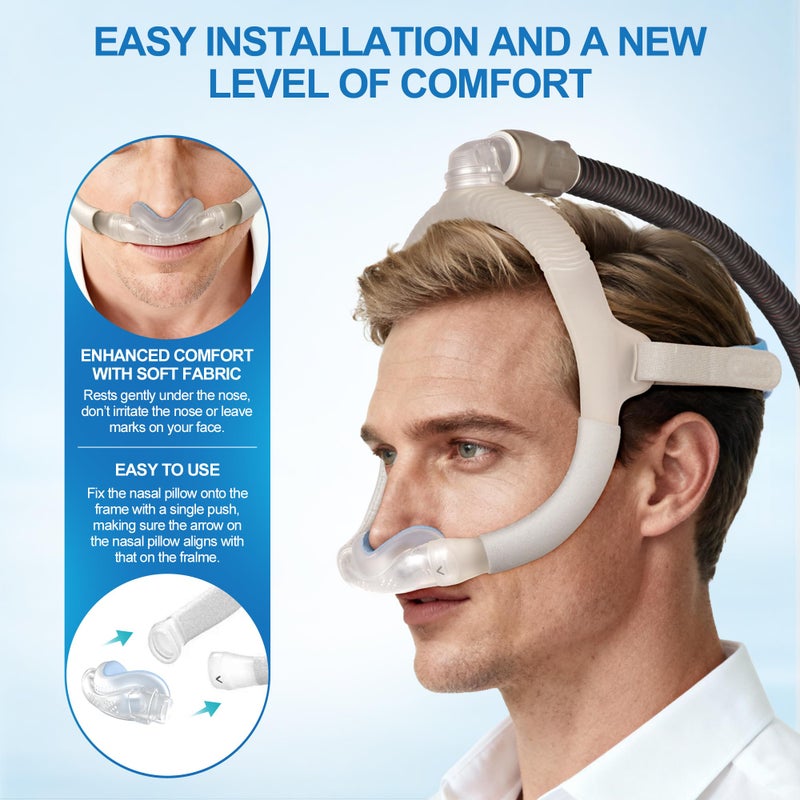 ItAll 2PCs Replacement CPAP Fabric Nasal Pillow Mask Cushion (M) for Airfit N30I & Airtouch N30I, Improved QuietAir N30i - Effictive Moisture-Wicking & Redness-Reducing, ItAll Supplies Accessories - Image 5
