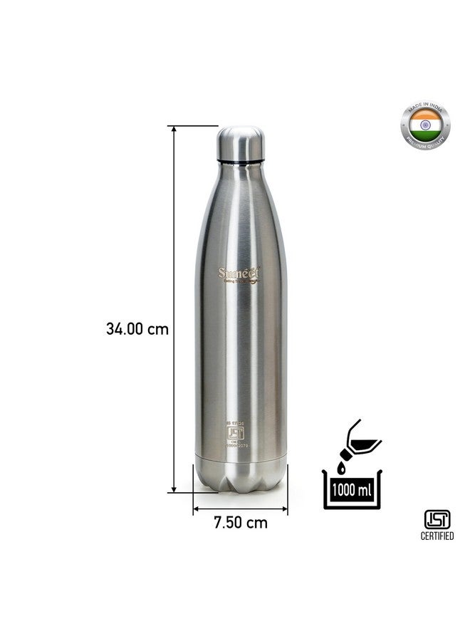 Sumeet Thermo1000 Stainless Steel 24 Hours Hot & Cold ISI Certified Double Walled Leak Proof Vacuum Flask/Water Bottle for Office/School/College/Gym/Picnic/Home/Trekking- 1000ml, Silver - Image 5
