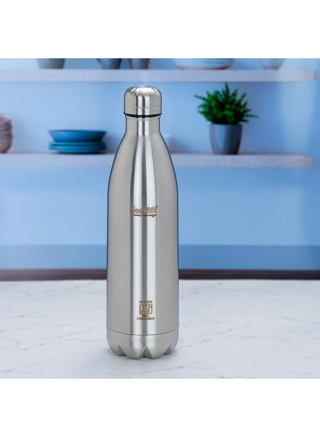 Sumeet Thermo1000 Stainless Steel 24 Hours Hot & Cold ISI Certified Double Walled Leak Proof Vacuum Flask/Water Bottle for Office/School/College/Gym/Picnic/Home/Trekking- 1000ml, Silver - Image 2