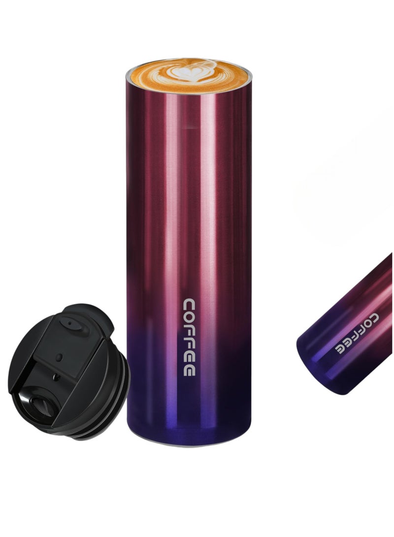 Coffee Travel Mug Coffee Hot Travel Mug Vacuum Insulated Coffee Mug with Leak Proof Screw Lid Coffee Cup Keep Warm or Cold for Coffee or Tea Drinks 500ml Purple - Image 1