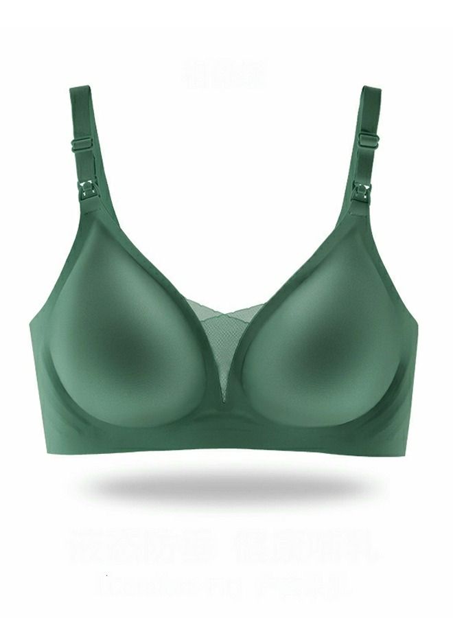 Comfy Solid Color Thin Cup Nursing Bra Pregnancy Underwear Dark Green