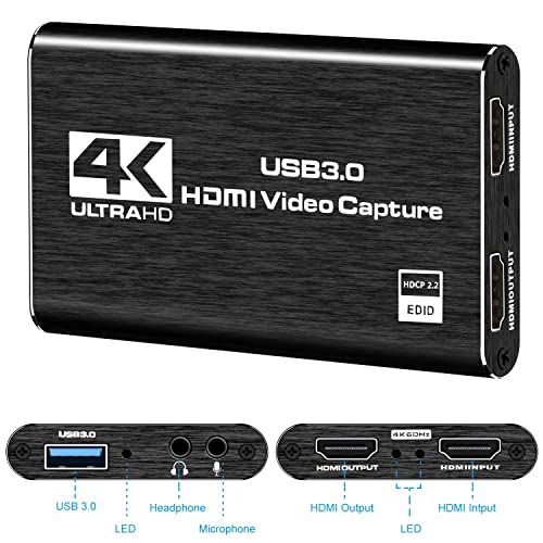 VIXLW 4K HDMI Capture Card for Streaming, Full HD 1080P 60FPS USB 3.0 Cam Link Game Audio Video Capture Card, Work with Camera/Nintendo Switch/Xbox/PS4/PS5/PC/OBS (Black) - Image 2