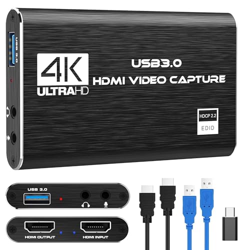 VIXLW 4K HDMI Capture Card for Streaming, Full HD 1080P 60FPS USB 3.0 Cam Link Game Audio Video Capture Card, Work with Camera/Nintendo Switch/Xbox/PS4/PS5/PC/OBS (Black) - Image 1
