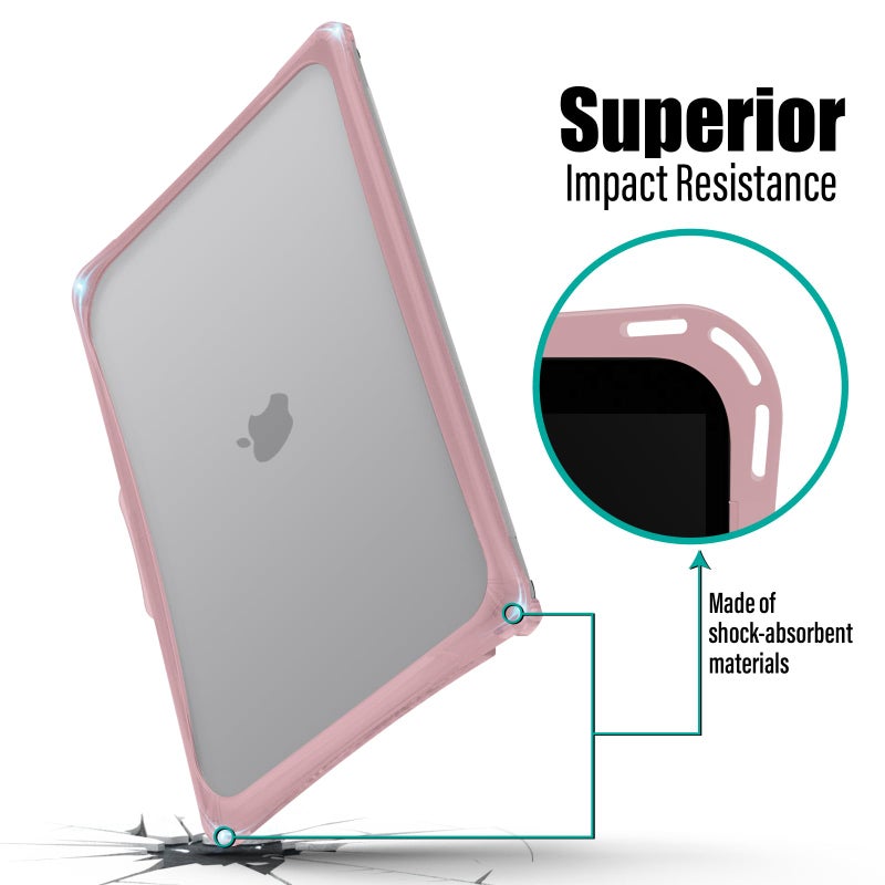 IBENZER Hexpact Compatible with MacBook Air 13 Inch Case 2022 2021 2020 M1 A2337 A2179 A1932, Heavy Duty Protective Case with Screen Lock for Mac Air 13 with Touch ID, Pinkish, AT13-PKSH - Image 3