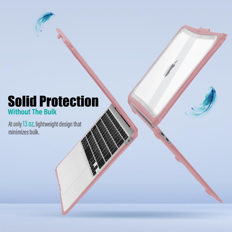 IBENZER Hexpact Compatible with MacBook Air 13 Inch Case 2022 2021 2020 M1 A2337 A2179 A1932, Heavy Duty Protective Case with Screen Lock for Mac Air 13 with Touch ID, Pinkish, AT13-PKSH - Image 4