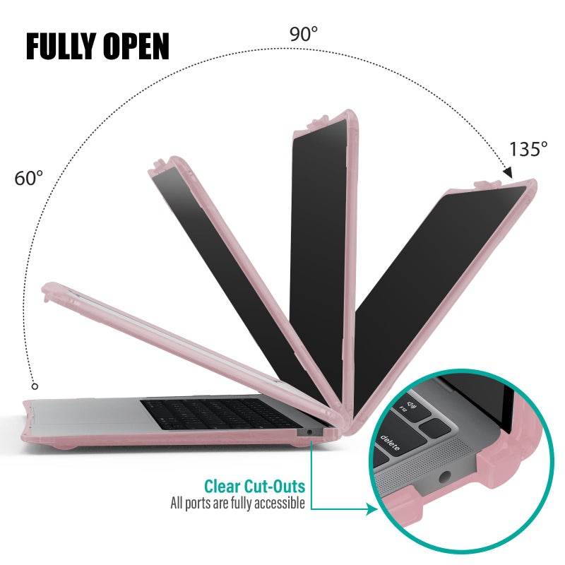 IBENZER Hexpact Compatible with MacBook Air 13 Inch Case 2022 2021 2020 M1 A2337 A2179 A1932, Heavy Duty Protective Case with Screen Lock for Mac Air 13 with Touch ID, Pinkish, AT13-PKSH - Image 5