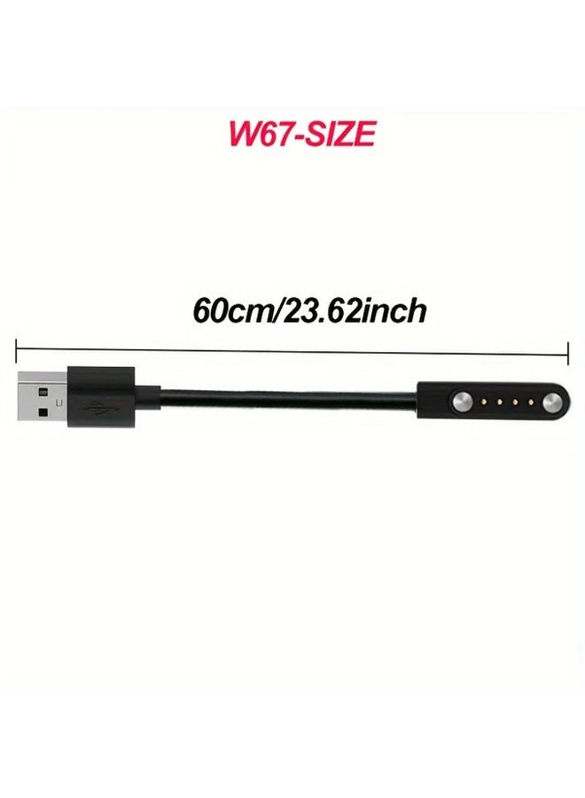 Magnetic USB Charging Cable For Smart Watches Sleek Black 2 Pin And 4 Pin Design - Image 2