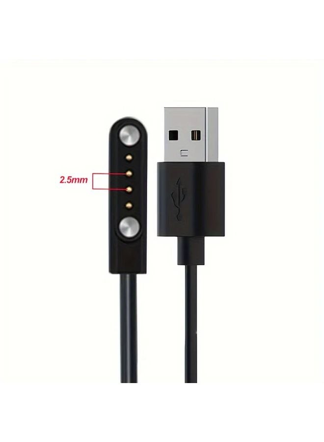 Magnetic USB Charging Cable For Smart Watches Sleek Black 2 Pin And 4 Pin Design - Image 4