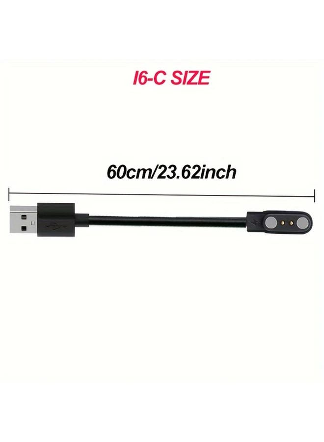 Magnetic USB Charging Cable For Smart Watches Sleek Black 2 Pin And 4 Pin Design - Image 3
