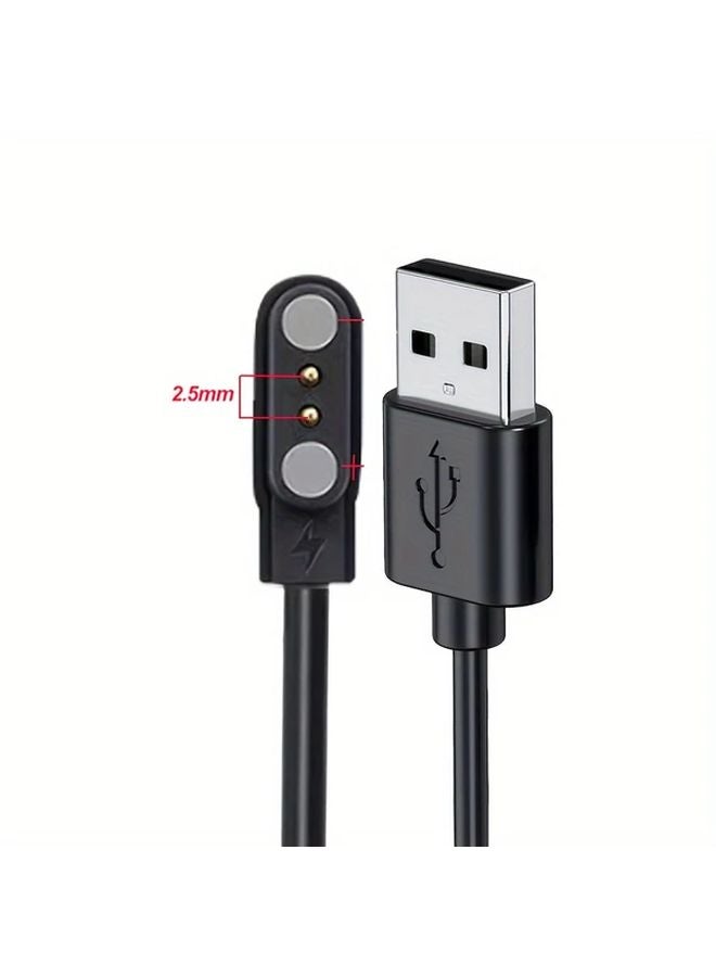 Magnetic USB Charging Cable For Smart Watches Sleek Black 2 Pin And 4 Pin Design - Image 5