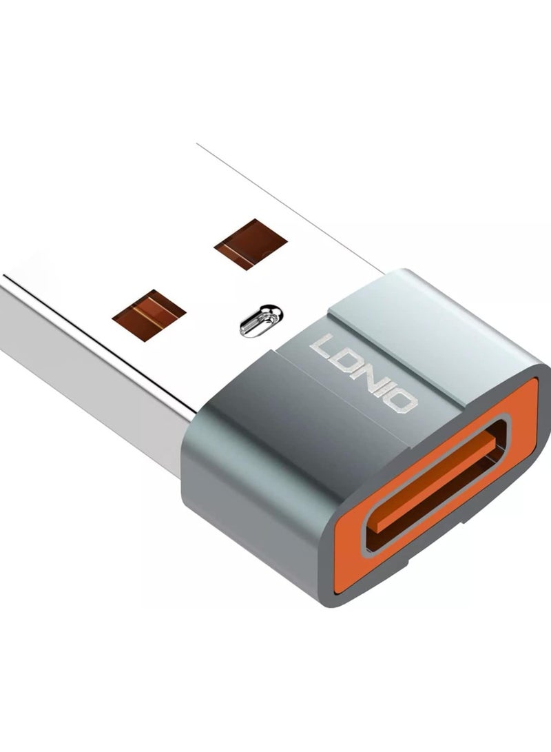 لدنيو محول LDNIO LC150 USB-C أنثى إلى USB ذكر حجم صغير مناسب لأجهزة متعددة، مصنوع من الألومنيوم - رمادي - Image 1