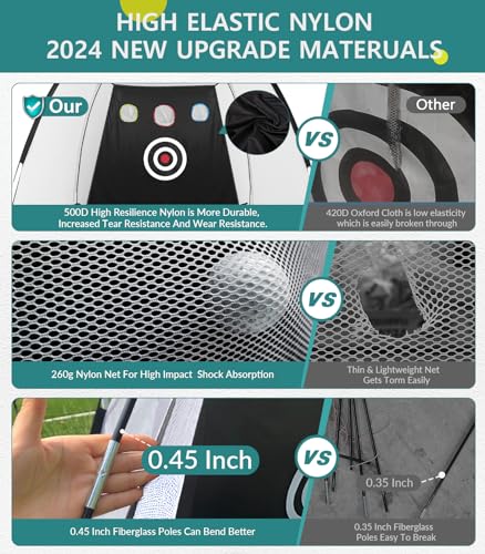 KOPUWS Golf Net: 10x7FT Practice for Backyard Driving, Hitting with Tri-Turf Golf Mat, Indoor Training Chipping Aid Nets with Reduce Noise Nylon Target, Present for Him - Image 2