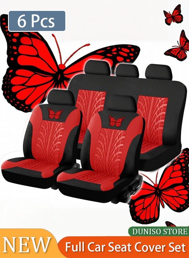 Loquat Red Car Seat Covers Full Set - Front Bucket with Split Bench for Cars, Red Full Washable Set Seat Protectors, Universal Fit, 9pcs - Image 3