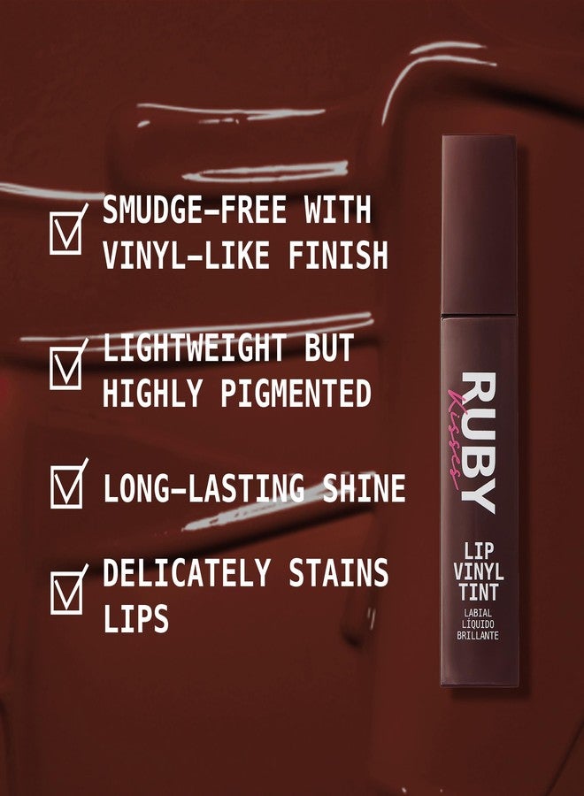 Ruby Kisses Lip Vinyl Tint - High-Pigment, Transfer-Proof, Smudge-Proof Liquid Lipstick, Soft-Satin Shine, Lightweight Makeup, Long-Lasting Lip-gloss, Full Coverage Color (BRAVE, 2.8mL) - Image 4