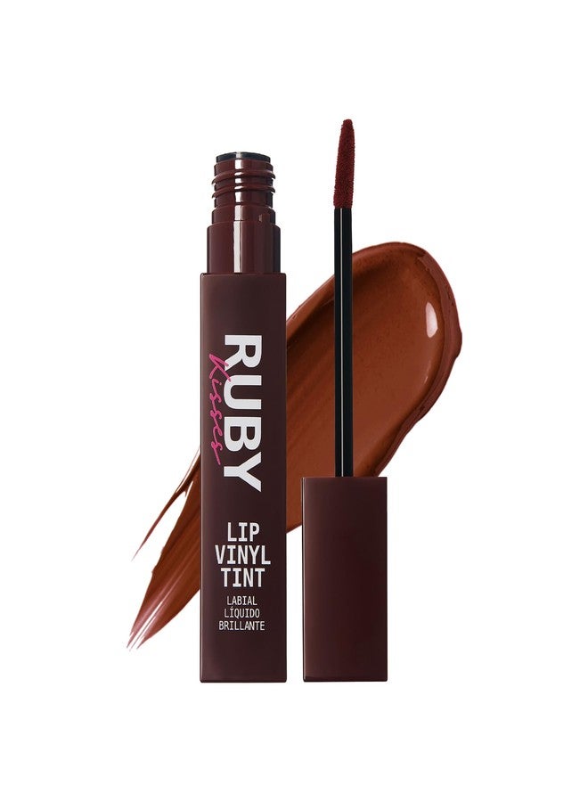 Ruby Kisses Lip Vinyl Tint - High-Pigment, Transfer-Proof, Smudge-Proof Liquid Lipstick, Soft-Satin Shine, Lightweight Makeup, Long-Lasting Lip-gloss, Full Coverage Color (BRAVE, 2.8mL) - Image 1