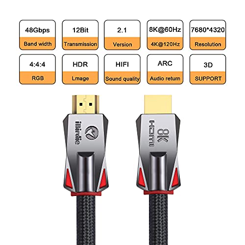 iBirdie 8K Fiber Optic HDMI Cable 32 Feet 10 Meter, Directional Active Cord 8K 60hz, 4K 120hz, 4K 144hz, HDCP 2.3 2.1, Compatible for Apple-TV PS5 4070 4080 - Image 4