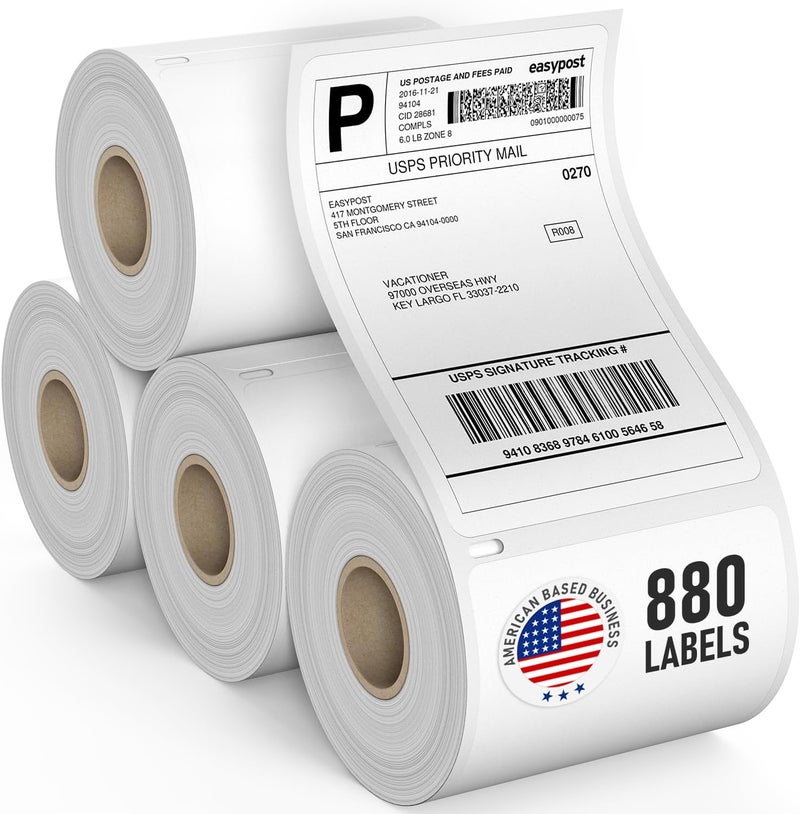 Dasher Products Thermal Shipping Labels Compatible with Dymo LabelWriter 4XL 1744907 4x6 Internet Postage Labels, Water Resistant, Strong Adhesive, Perforated, 220 per Roll, NOT for 5XL (4 Pack) - Image 1