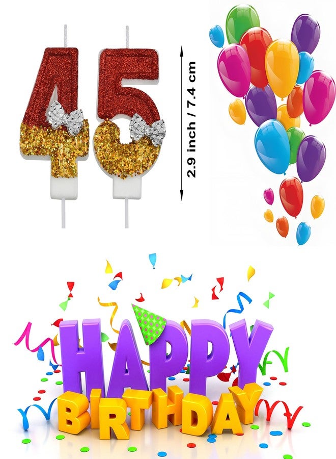 VSHILI 45th 54th Birthday Candles, Red 54 45 Year Old Number Birthday Candles, Happy Birthday Party Cake Topper Decoration Gifts for Women Men - Image 2