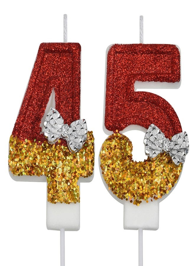 VSHILI 45th 54th Birthday Candles, Red 54 45 Year Old Number Birthday Candles, Happy Birthday Party Cake Topper Decoration Gifts for Women Men - Image 1