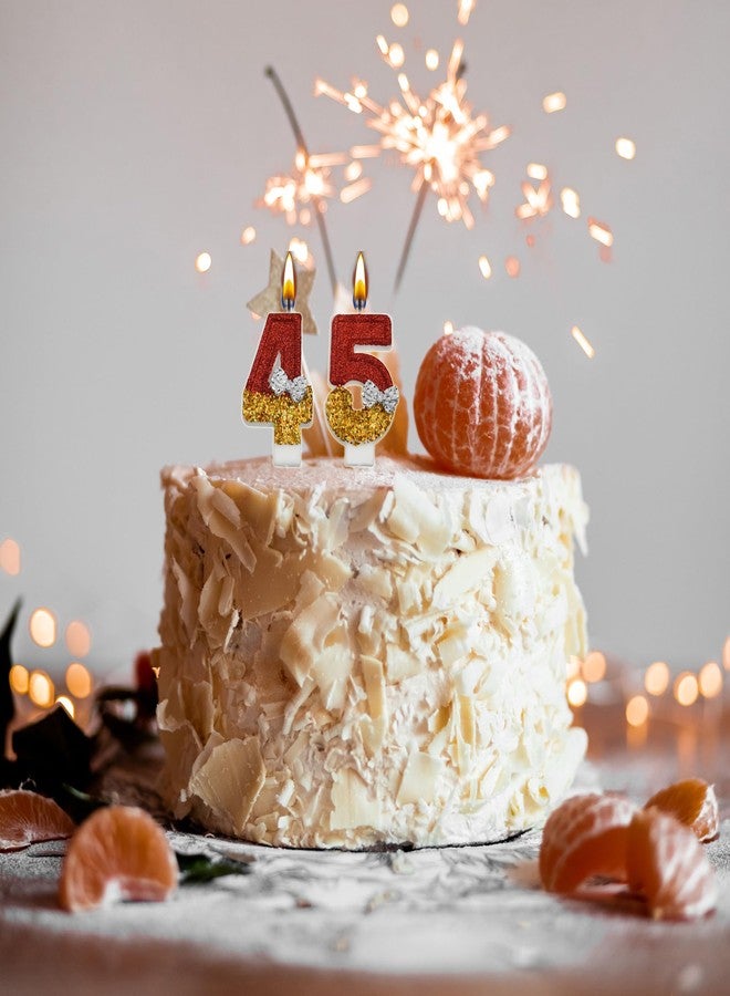 VSHILI 45th 54th Birthday Candles, Red 54 45 Year Old Number Birthday Candles, Happy Birthday Party Cake Topper Decoration Gifts for Women Men - Image 5
