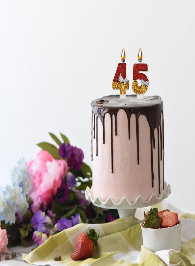 VSHILI 45th 54th Birthday Candles, Red 54 45 Year Old Number Birthday Candles, Happy Birthday Party Cake Topper Decoration Gifts for Women Men - Image 4