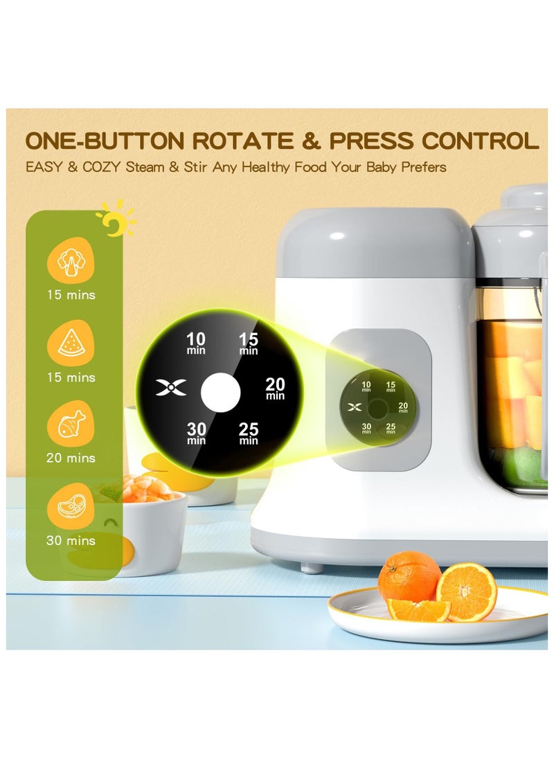 Baby Food Maker - One Button Rotate & Press Control, Baby Food in Minutes, Processor Steamer Puree Blender, Auto Cooking & Stirring, Healthy Homemade Food for Infants & Toddlers, White  - Image 4