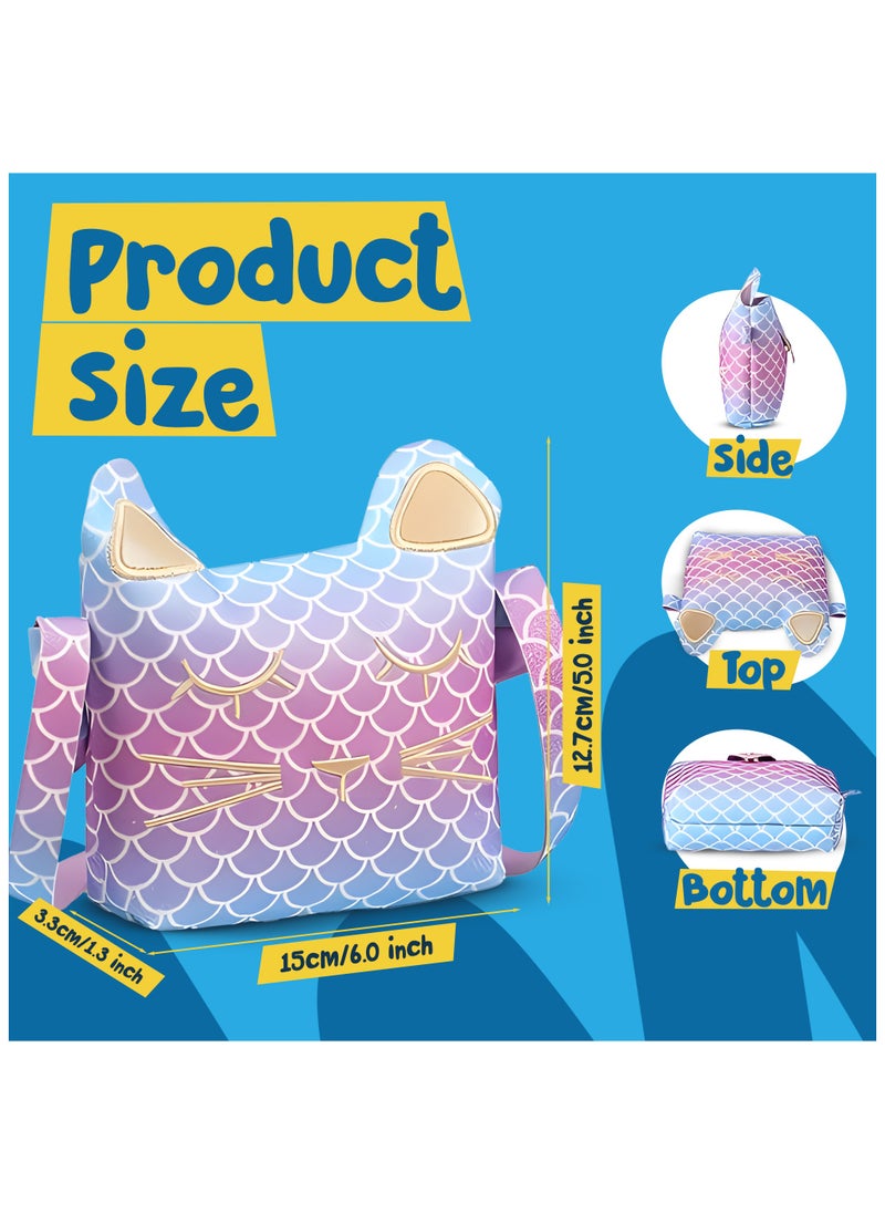 GRAFLO GRAFLO Mermaid Purse for Girls with Dress-Up Jewelry – 6PCS Pretend Play Set Includes Glitter Shoulder Bag, Necklace, Bracelet, Clip-On Earrings – Gift for Toddlers & Kids Ages 3-8  - Image 4