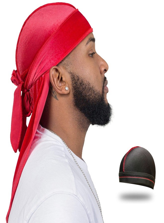 ForceWave Velvet Durag for Men Wave Cap Velvet Dorag for Men Women 360 Wave - Image 1