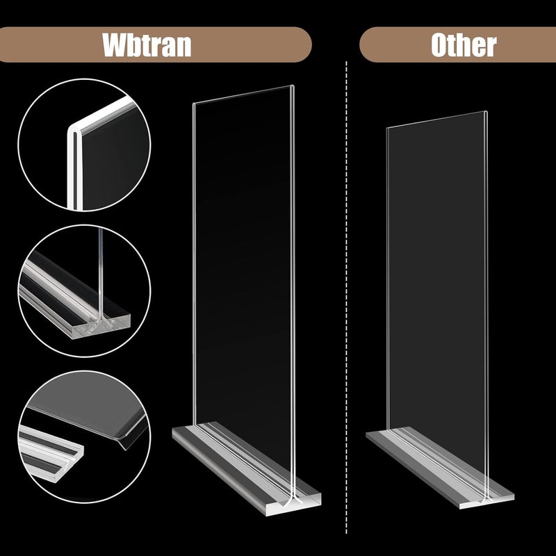 Wbtran حامل إشارات أكريليكي مقاس 8.5 × 11، أرفف عرض بلاستيكية على شكل حرف T مقاس 8.5 × 11، حاملات إشارات شفافة ذات وجهين مقاس 8.5 × 11، حامل إشارات أكريليكي مقاس 8.5 × 11 لأرفف العرض الورقية (عبوة تحتوي على 6 قطع، مقاس 8.5 × 11 بوصة) - Image 4