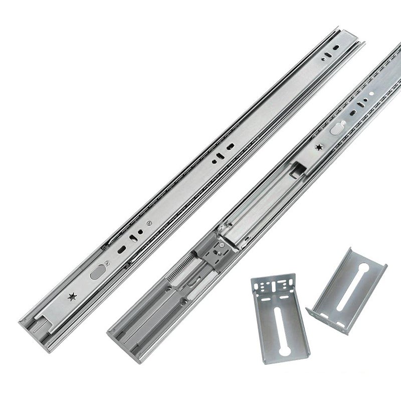 LONTAN 16 inch Heavy Duty Soft Close Drawer Slides 1 Pair 3 Fold Full Extension Ball Bearing Drawer Glides Side Mount Cabinet Rails with Rear Mounting Brackets 100lb Capacity