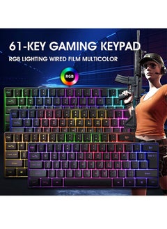 Rock Pow Rock Pow 60% Wired Gaming Keyboard, RGB Backlit Ultra-Compact Mini Keyboard, Waterproof Small Compact 61 Keys Keyboard for PC/Mac Gamer, Typist, Travel, Easy to Carry on Business Trip Black  - Image 3