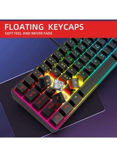 Rock Pow Rock Pow 60% Wired Gaming Keyboard, RGB Backlit Ultra-Compact Mini Keyboard, Waterproof Small Compact 61 Keys Keyboard for PC/Mac Gamer, Typist, Travel, Easy to Carry on Business Trip Black  - Image 5
