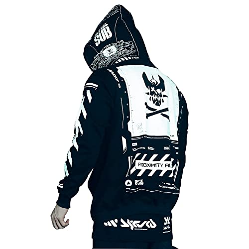 Niepce Inc Graphic Techwear Zip Up Men's Fashion Hoodies Sweatshirts (Large, Black) - Image 1