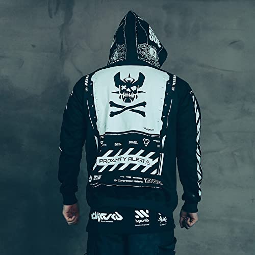 Niepce Inc Graphic Techwear Zip Up Men's Fashion Hoodies Sweatshirts (Large, Black) - Image 2
