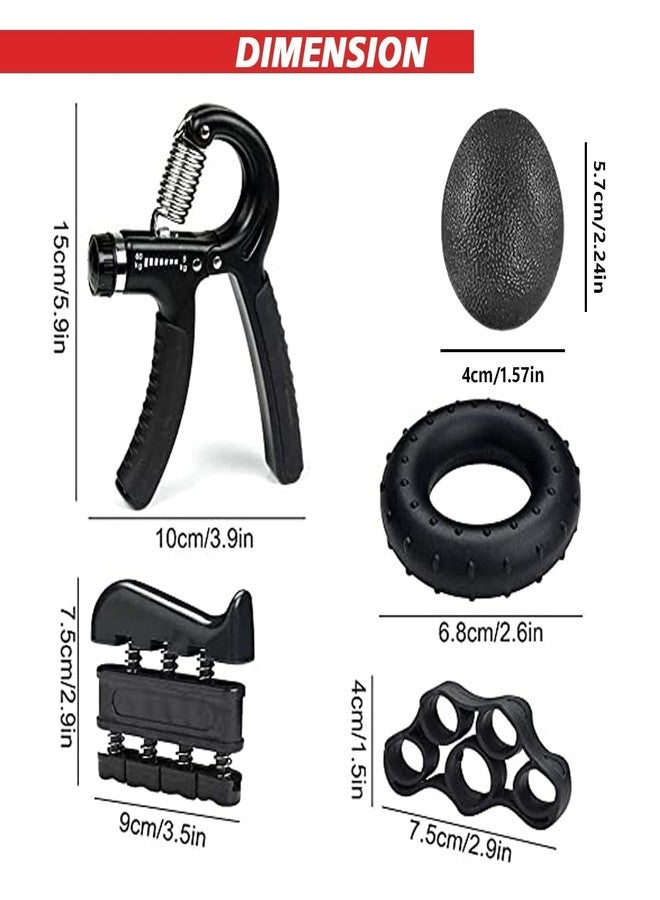 COFIEX Adjustable Hand Grip Strengthener Kit (5PC Set) | 5-60kg Resistance Hand Gripper, Finger Exerciser, Grip Ring & Stress Ball | Gym/Home Workout, Rehab & Injury Recovery for Men & Women - Image 2